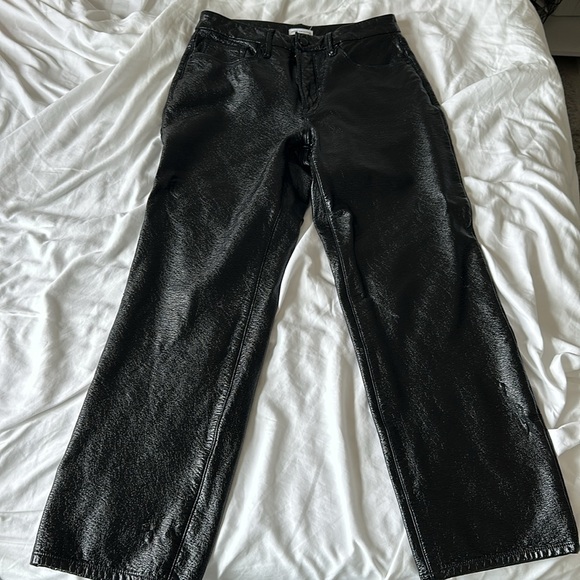 Good American GOOD CLASSIC TEXTURED VINYL PANTS black size 4 - Picture 2 of 6